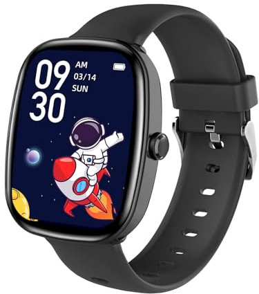 Kids Smart Watch for Boys Girls, Fitness Watch with Pedometer, 100 Sport Modes, IP67 Waterproof, Puzzle Games, Heart Rate Sleep Monitor, Alarm Clock, Kids Gifts for Boys Girls Teens 6+ (Black)