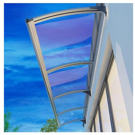 Large Outdoor Canopy Awning, Carbon Steel, UV & Snow Protection, Lean-To Design for Front Entrance, 130 x 280 cm, Durable Weather Shield for Patios and Entrances