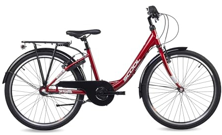 S’COOL Kinderfahrrad 20, 24, 26 Zoll, 3-Gang Nabenschaltung mit Rücktrittbremse, Chix, Körpergröße 115–165 cm, 6–14 Jahre, sicher für Schulweg, für Jungen & Mädchen