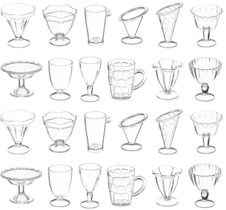 VALICLUD 24 Mini Tazas De Plástico para Casa De Muñecas Vasitos En Miniatura para Helados Y Postres Accesorios Decorativos Multifuncionales para Juegos De Niños