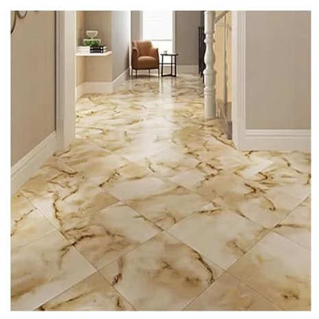 Dalle Pvc Adhesive Sol, Parquet Adhesif Sol Lot de 12 autocollants muraux imitation marbre, imperméables, for salle bain, salon, décoration, 30 x cm(Marble Yellow)