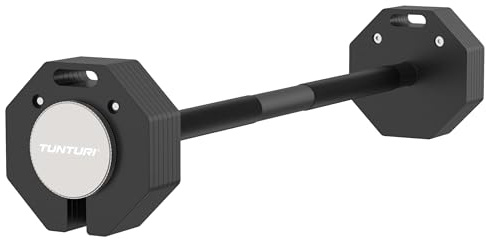 Tunturi Rapid Verstellbare Langhantel – 35-kg-Langhantel – Verstellbar von 11 bis 35 kg – 7 Gewichte in einem – Langhantelset für das Heimtraining
