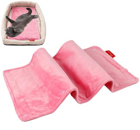 Heizkissen für Katzen, 60 x 30 cm, elektrisch beheizte Haustiermatte, weiches Fleece, warmes Bett, tragbar, wasserdicht, verstellbare Wärmestufenkontrolle, Cozyys Thermokissen für Katzen, Welpen
