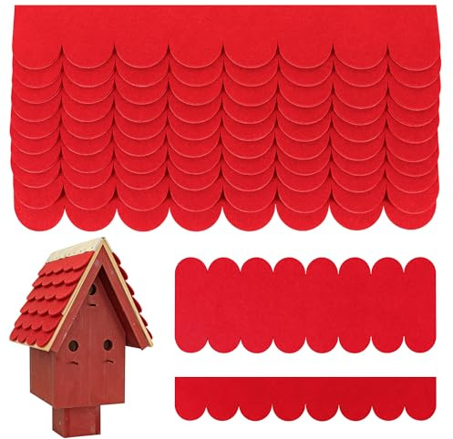 WUISOLQP 22 STK Dachschindeln für Vogelhaus, Dachpappe Selbstklebend Dachpappe Vogelhaus Schindeln Vogelhaus Bitumenschindeln für Nistkästen, Insektenhotels, Hundehütten, Kaninchenställe (Rot)