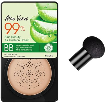 Aloe Vera Getönte BB Cream, Langlebig Getönte Tagescreme, Feuchtigkeits & Wasserfest Cushion Foundation, Atmungsaktives & Leichtgewicht, Gleichmäßige Hautton für Makelloses Aussehen (Natürliche)