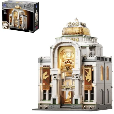PANTASY Light Up Dinosaur Museum Building Blocks, Baroque Architecture Expandable Double Hall Model, Modular Building Set, 11 Lights, Street View Compatible Collectible Interactive Display Set