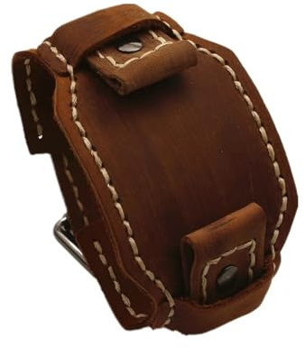 24 mm handsydd brun grön svart läder herr klockband vintage punk klockband för traditionell klocka, 24mm, Acetat, Inga ädelstenar
