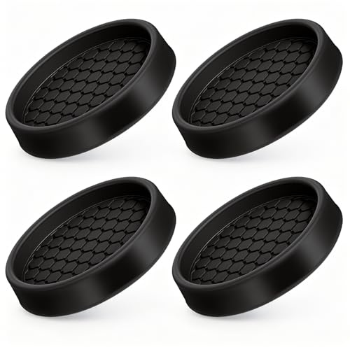 4 Stück Gummi Möbeluntersetzer Anti Rutsch Pads für Möbelrollen 5 cm | Schwarz Stuhlbeinkappen Rund rutschfest Möbelbeinschoner Runde Bodenschutz Möbel Antirutschmatte Bodenbeinschutz