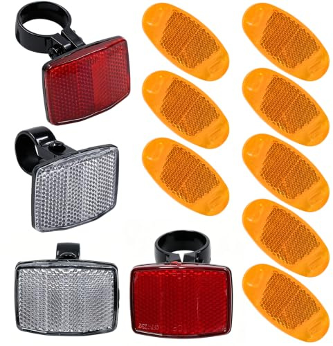 Griwuut 12 Pcs Bicycle Reflector, Front and Back Wheel Spoke Reflectors with Bracket, Cycling Safety Bike Accessories for Mountain Bike and Motorcycle