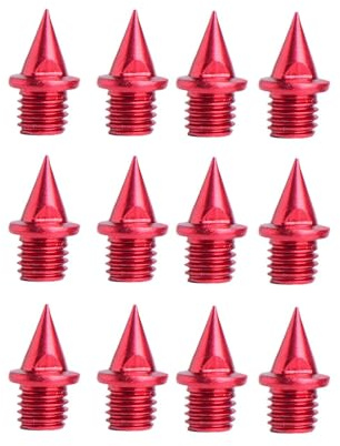 Baoblaze 12 Piezas Clavos para Zapatillas de Atletismo Reemplazo de Púas para Zapatos de Aluminio Carbono 1/4 Pulgadas Apto para Campo, Rojo