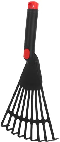 SHERCHPRY Rastrillo de Plástico Negro y Eliminar Hojas Secas para Jardinería con Mango Ergonómico , Pequeño y Seguro para Rastrillar Hojas Jardín