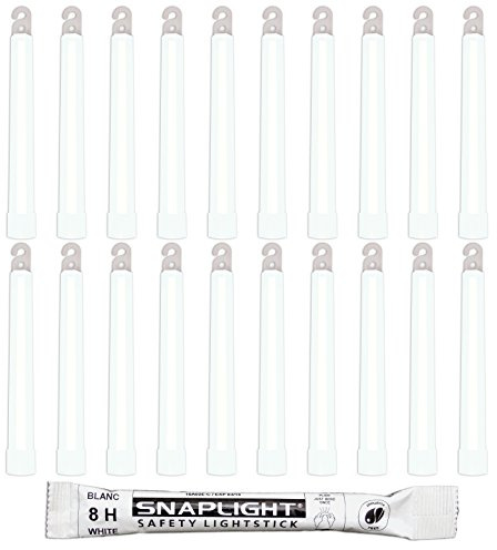 Cyalume SnapLight Blanc 15cm Bâton Lumineux Glow Stick Light Stick Fluorescent Durée 8 heures (Boîte de 20)