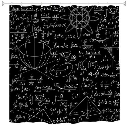 A.Monamour Tenda da Doccia Impermeabile In Poliestere Tessuto Algebra Matematica Equazioni Formule Calcoli Scritti A Mano Con Gesso Su Effetto Lavagna Chalk Antimuffa Tenda della Vasca da Bagno