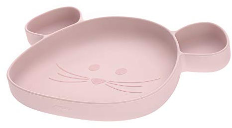 LÄSSIG Assiette en silicone pour enfants/Little Chums Souris rose