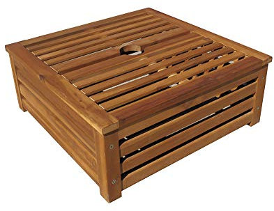 Spetebo Supporto per ombrellone 58 x 58 x 23 cm in legno di acacia – Rivestimento in legno di acacia – Copertura in legno di acacia