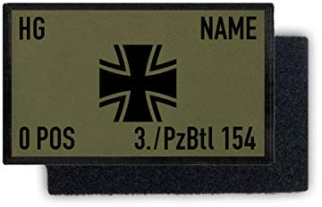 Copytec Rank Patch 9,8x6cm Bundeswehr Dienstgrad Name Einheit Blutgruppe #35397, Farbe:Oliv