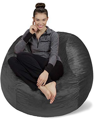 Sofa Sack Bean Bag Chair Cover Only Without Filling - Cover Replacement, 4 ft, Charcoal