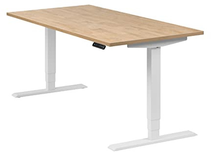 boho office® Homedesk Schreibitsch elektisch höhenverstellbar | Homedesk - Tischgestell Weiß, Tischplatte 160x80 Wildeiche - 2 Motoren, Memoryfunktion, Kollisionsschutz, Kindersicherung