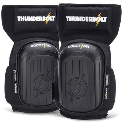 Thunderbolt Knee Pads for Men and women Construction Knee Pads Gel Knee Pads Gardening Flooring Roofing Heavy Duty Thick Foam Strong Adjustable Non-Slip Straps, Black Diamond