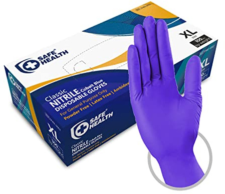 Safe Health Nitril Einweghandschuhe Größe XL Kobaltblau, 90 stück, Pulverfrei Latexfrei, Lebensmittellabor Hausmeister Malerei Mechanische Endbearbeitung Gesetze Vollstreckung, 3 Mil