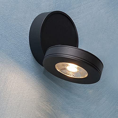 Planetitaly Lampada LED spot 7W applique moderno muro parete faretto luce soffitto orientabile vetrine negozio RA90 230V (Colore Nero, Luce 4000K)