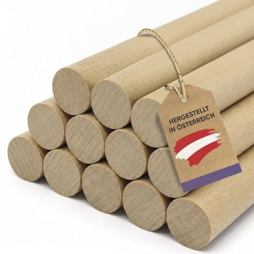 vasalat trästavar släta för pyssel 100 cm x 6 mm bok naturinnehåll 12 stycken