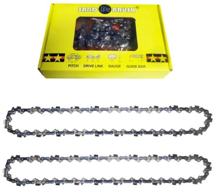 Catena per motosega 16 Pollici Motosega，Catena di Ricambio da 16 pollici 2 pezzi Accessori per motosega，3/8， 0.05(1.3mm)，56DL，Catene Lunghezza 52cm，Piastra Guida Lunghezza taglio 40cm，legno da sega