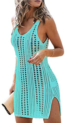 Onsoyours Mujer Vestido de Bikini de Ganchillo Bikini Cover Up Vestido de Playa A Verde S