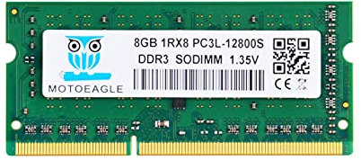 Motoeagle 8GB 1Rx8 PC3L 12800S DDR3L 1600MHz SODIMM RAM DDR3 12800 PC3 1600MHz 204-Pin Non-ECC CL11 Dual Rank Notizbuch Arbeitsspeicher 1.35V