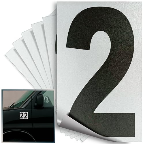 iSYFIX Black Vinyl Number 2 (Two) Stickers - 6 Pack 4 inch - Premium Decal, Reflective Background, Pre-Spaced for Mailbox, Signs, Window, Door, Cars, Truck, Home, Business, Address, Indoor & Outdoor