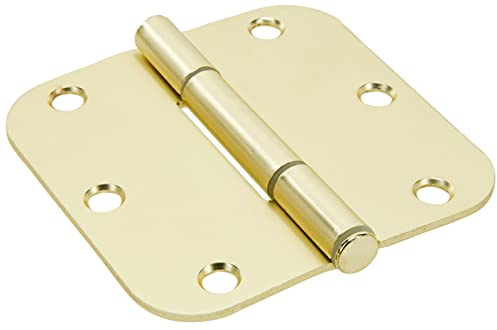 Lot de 3 charnières de porte en laiton satiné anti-couinement de 8,9 cm et rayon de 1,6 cm