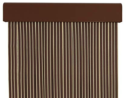 MERCURY TEXTIL Cortina para Puerta Tiras PVC 210x120cm，Cortina para Puerta Exterior,perfil marron (Marron+filo Vainilla P18)