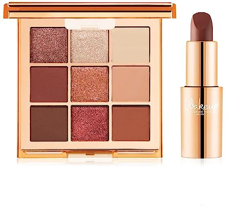 Wakeup Cosmetics - Kit Spicy Look - Contiene1 Eye Feel Good, Palette di Ombretti da 9 Tonalità, 02 Spicy + 1 Everyday Hero, Rossetto Cremoso, Colore Timeless Nude