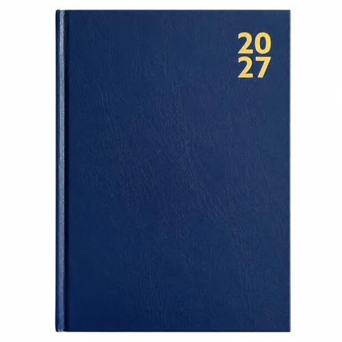 2024 Premium A4 Größe Hardcover Schreibtisch-Tagebuch Wochenansicht Jahresplaner Organizer mit Lesebändchen für Business, Büro, Zuhause (Marineblau))