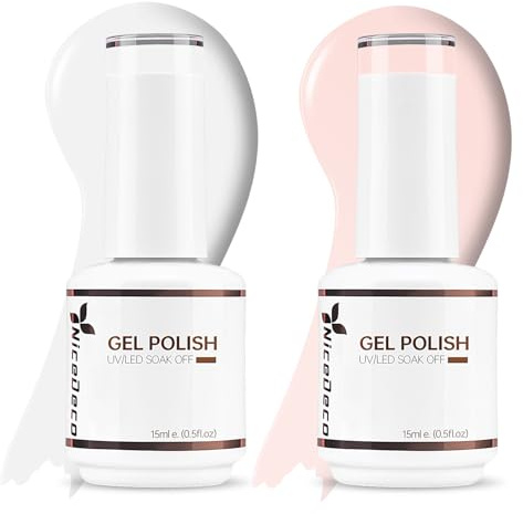 Nicedeco UV Gel Nagellack Set - Weiß und Rosa Soak Off LED UV Gellack - White Pink Nail Polish
