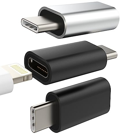 USB C Male to Lightning Female Charger Cable Adapter (3 pack) for Apple iPhone15 Pro Max Plus for iPad 10、Air4/5、Mini6、Pro 12.9 compatible for Samsung Galaxy S23 Z Flip Type C Charging Cord Converter
