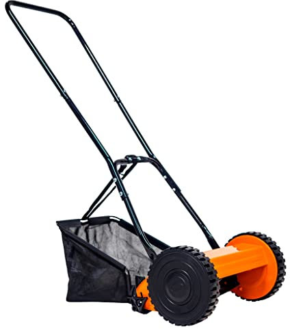 eSkde Manual Lawn Mower for Garden - Manual Grass Cutter Machine with 16/40cm Cutting Width Cylinder Lawnmower with Roller with 29L Collection Bag, Environmentally Friendly Hand Push Lawn Mower