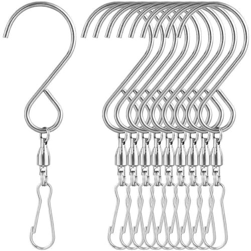 Muteitt 10 Stück Drehbare S-Haken-Clips Zum Aufhängen Von Windspielen, Windspielen, Vogelhäuschen, Kristall-partyzubehör