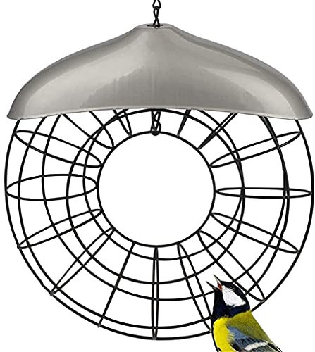 CLLBANT Vogelfutterstation, Winddicht, regendicht, Fettballhalter, schwarzer, runder Vogelfutterspender aus Metall zum Aufhängen, großer Futterring