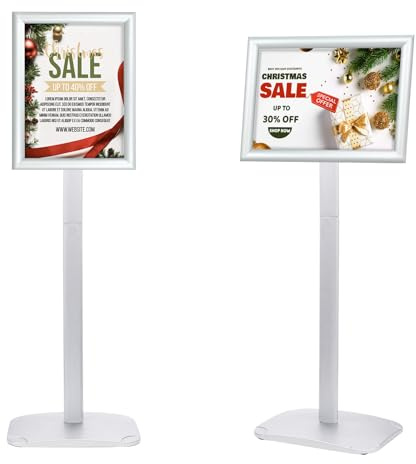 Mutualsign Supporto per info DIN A4, espositore per poster con base stabile, espositore da pavimento per menu/comunicazioni/display, supporto per cartelli di benvenuto all'aperto, supporto per