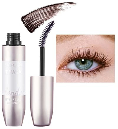 Wimperntusche Braun, 2025 New Mascara für Extrem Lange & Natürlich Wimpern, Brown Mascara mit 4D-Faser Wasserfeste & Schweißfester & Langanhaltende, Wimpernserum Kaffee Farbe