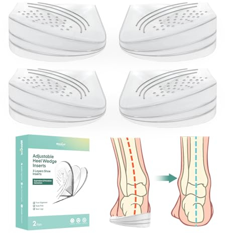 Welnove taloneras silicona taloneras para zapatos - 2 par plantillas ajustables de 3 capas para la supinación, plantillas adhesivas para pies planos, fascitis plantar y piernas arqueadas - M