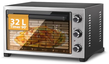 Avilia Fornetto Elettrico in Acciaio Inox da 32L e 1420W con Comodo Timer - Termostato Regolabile 230° Ideale per una Cottura Uniforme e un Controllo Preciso per Cucinare Cibi Diversi