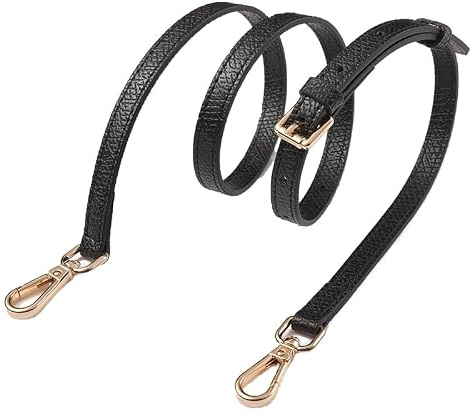 PTNKUIIY Justerbar läderväskrem axelrem för väskor, 1,2 cm bred läderaxelrem 95 cm–115 cm ersättningsbärrem axelrem gör-det-själv-rem för kvinnor handväskor plånbok–svart