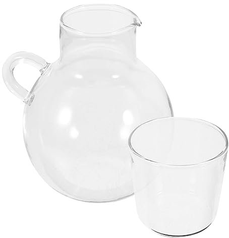 LALADEFIEE 1juego Jarra De Agua y Vaso De Vidrio Para Mesa De Noche Carafe De Frío Para Bebidas Para Hogar y Fiestas