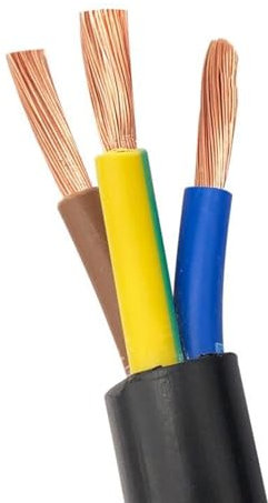Flexibles Kabel, elektrisches Flexkabel, 2-adrig, 3-adrig, elektrische Drähte, 2 m, schwarze Abdeckung, Kupferkern, Standardkabel, 1 mm, 1,5 mm, 2,5 mm, 4 mm, 6 mm Drahtverbinder (3 x 2,5 mm)