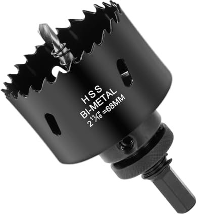 Flintronic Scie Cloche Bimétallique de 68mm, Scie Cloche Bois avec tige SDS Plus et tige hexagonale, Perceuse pour les Planches en Bois Minces, les Plaques en PVC et en Plastique de Fibres de Boiss