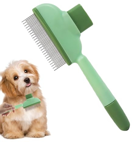 Selbstreinigender Flohkamm Für Haustiere, Katze Entspannte Kamm, Knoten Verschütteten Kamm Verfilzte Haarentferner Mit Langen Und Kurzen Metallzähne, Fellpflegebürste, Haustier Supplies