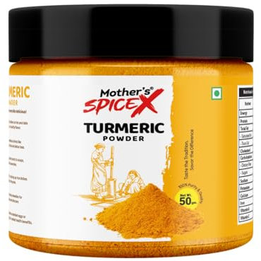 Mother's SpiceX Turmeric Powder | 100% Pure & Natural | High Curcumin for Golden Color & Rich Aroma | Available in 50g, 100g, 200g, 425g (50g)