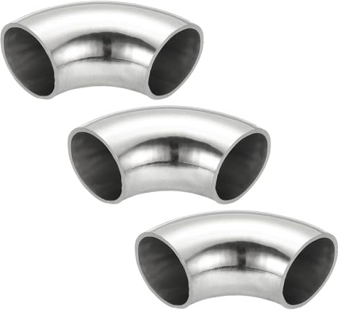 PATIKIL 3 Stück Edelstahl Rohrbogen 90 Grad Bogen, 25mm ID Stahl Auspuffbogen Auspuffrohrverbinder Edelstahlbogen 304 Edelstahl Rohr für Auspuffrohr Treppengeländer Auto HVAC